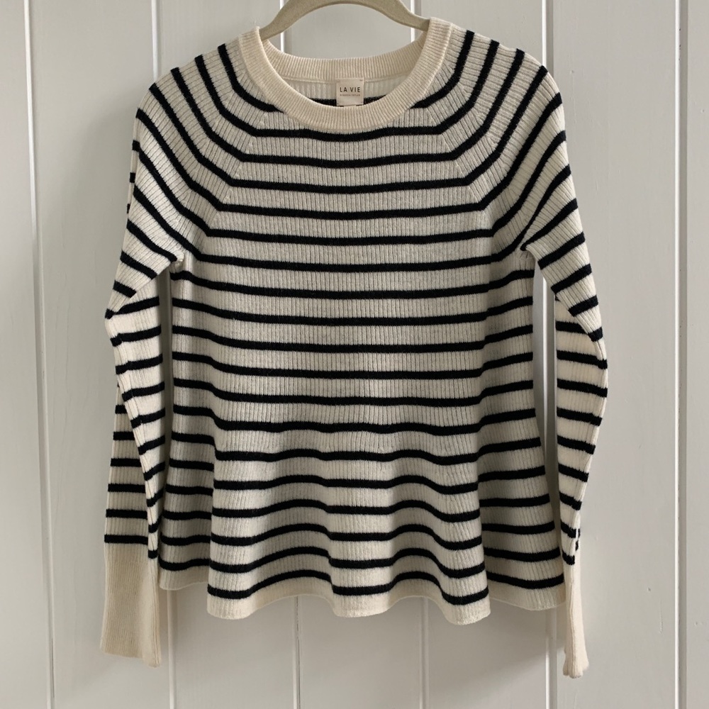 La Vie Rebecca Taylor Striped Lambswool Sweater-XS